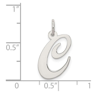 Sterling Silver Rhodium-plated Medium Fancy Script Initial C Charm