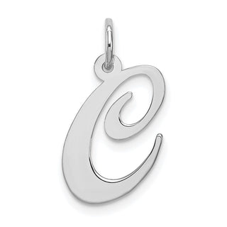 Sterling Silver Rhodium-plated Medium Fancy Script Initial C Charm