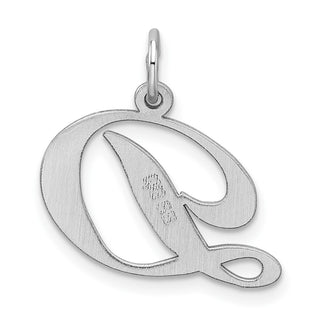 Sterling Silver Rhodium-plated Medium Fancy Script Initial D Charm