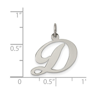 Sterling Silver Rhodium-plated Medium Fancy Script Initial D Charm