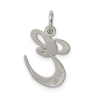 Sterling Silver Rhodium-plated Medium Fancy Script Initial E Charm