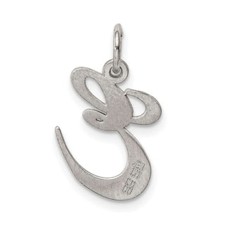 Sterling Silver Rhodium-plated Medium Fancy Script Initial E Charm