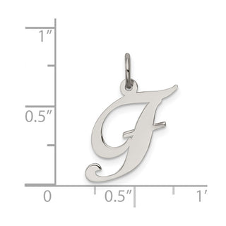Sterling Silver Rhodium-plated Medium Fancy Script Initial F Charm