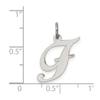 Sterling Silver Rhodium-plated Medium Fancy Script Initial F Charm