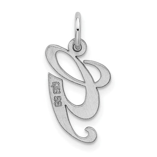 Sterling Silver Rhodium-plated Medium Fancy Script Initial G Charm
