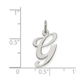 Sterling Silver Rhodium-plated Medium Fancy Script Initial G Charm