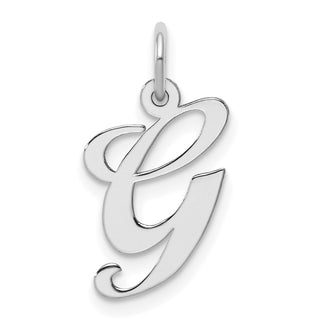 Sterling Silver Rhodium-plated Medium Fancy Script Initial G Charm