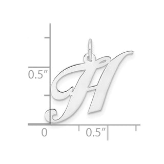Sterling Silver Rhodium-plated Medium Fancy Script Initial H Charm