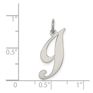 Sterling Silver Rhodium-plated Medium Fancy Script Initial I Charm