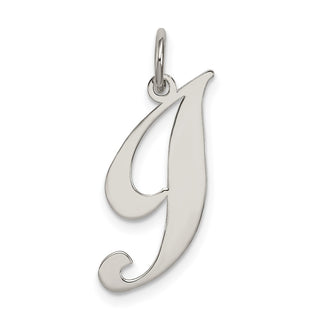 Sterling Silver Rhodium-plated Medium Fancy Script Initial I Charm