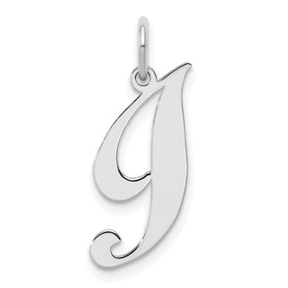 Sterling Silver Rhodium-plated Medium Fancy Script Initial I Charm