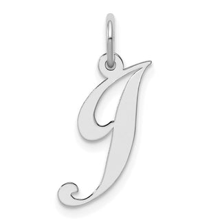 Sterling Silver Rhodium-plated Medium Fancy Script Initial J Charm