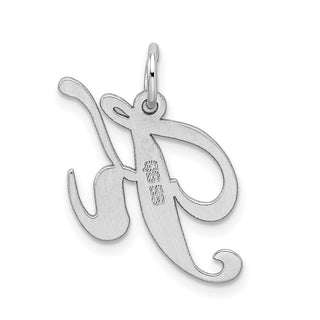 Sterling Silver Rhodium-plated Medium Fancy Script Initial K Charm