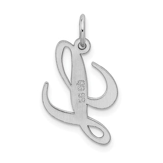 Sterling Silver Rhodium-plated Medium Fancy Script Initial L Charm