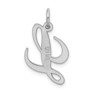 Sterling Silver Rhodium-plated Medium Fancy Script Initial L Charm