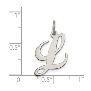 Sterling Silver Rhodium-plated Medium Fancy Script Initial L Charm