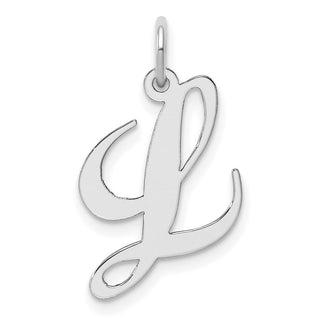 Sterling Silver Rhodium-plated Medium Fancy Script Initial L Charm