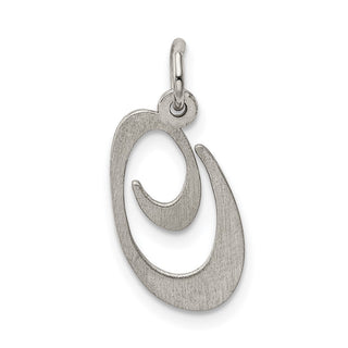 Sterling Silver Rhodium-plated Medium Fancy Script Initial O Charm
