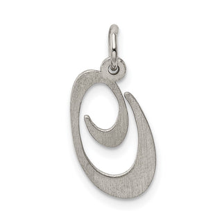 Sterling Silver Rhodium-plated Medium Fancy Script Initial O Charm