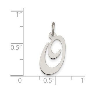 Sterling Silver Rhodium-plated Medium Fancy Script Initial O Charm