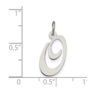 Sterling Silver Rhodium-plated Medium Fancy Script Initial O Charm