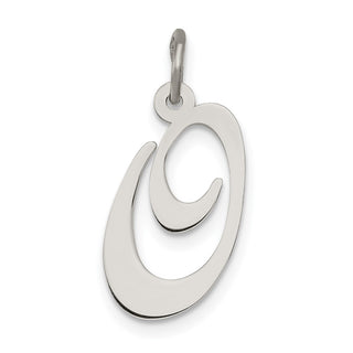 Sterling Silver Rhodium-plated Medium Fancy Script Initial O Charm