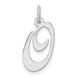 Sterling Silver Rhodium-plated Medium Fancy Script Initial O Charm