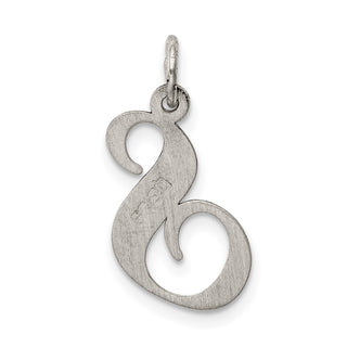 Sterling Silver Rhodium-plated Medium Fancy Script Initial S Charm