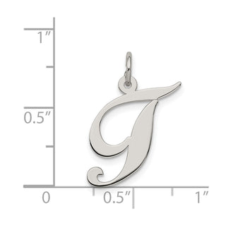 Sterling Silver Rhodium-plated Medium Fancy Script Initial T Charm