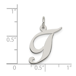 Sterling Silver Rhodium-plated Medium Fancy Script Initial T Charm