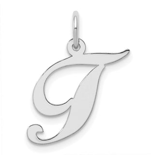 Sterling Silver Rhodium-plated Medium Fancy Script Initial T Charm