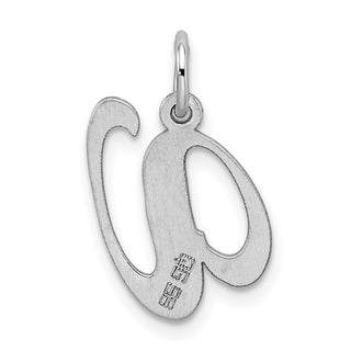 Sterling Silver Rhodium-plated Medium Fancy Script Initial V Charm