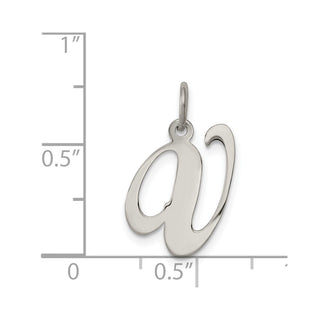 Sterling Silver Rhodium-plated Medium Fancy Script Initial V Charm