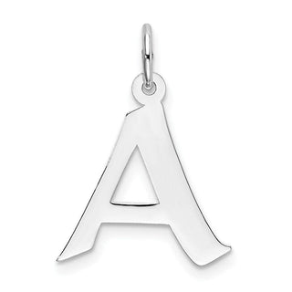 Sterling Silver Rhodium-plated Medium Block Initial A Charm QC5089A
