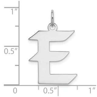 Sterling Silver Rhodium-plated Medium Block Initial E Charm QC5089E