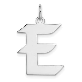 Sterling Silver Rhodium-plated Medium Block Initial E Charm QC5089E