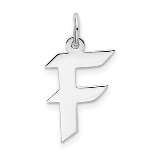 Sterling Silver Rhodium-plated Medium Block Initial F Charm QC5089F
