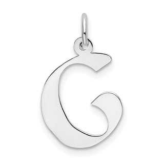 Sterling Silver Rhodium-plated Medium Block Initial G Charm QC5089G