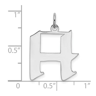 Sterling Silver Rhodium-plated Medium Block Initial H Charm QC5089H
