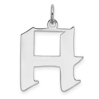 Sterling Silver Rhodium-plated Medium Block Initial H Charm QC5089H