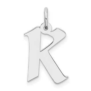 Sterling Silver Rhodium-plated Medium Block Initial K Charm QC5089K