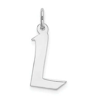 Sterling Silver Rhodium-plated Medium Block Initial L Charm QC5089L