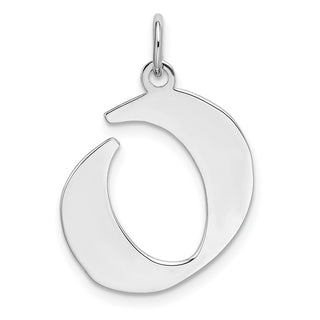 Sterling Silver Rhodium-plated Medium Block Initial O Charm QC5089O