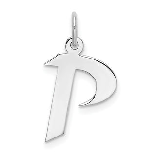 Sterling Silver Rhodium-plated Medium Block Initial P Charm QC5089P