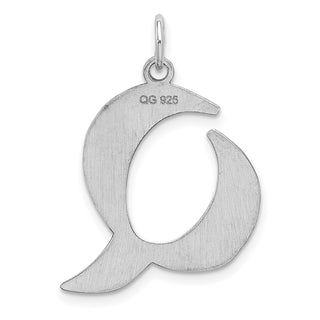 Sterling Silver Rhodium-plated Medium Artisan Block Initial Q Charm