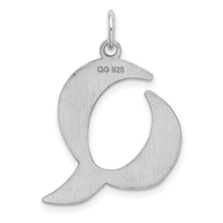 Sterling Silver Rhodium-plated Medium Artisan Block Initial Q Charm