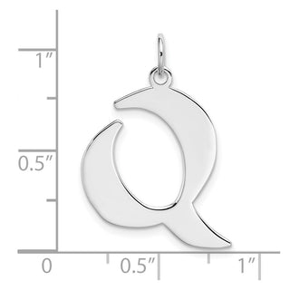 Sterling Silver Rhodium-plated Medium Artisan Block Initial Q Charm