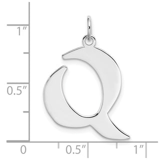 Sterling Silver Rhodium-plated Medium Artisan Block Initial Q Charm