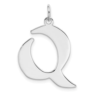 Sterling Silver Rhodium-plated Medium Artisan Block Initial Q Charm