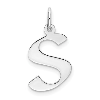Sterling Silver Rhodium-plated Medium Block Initial S Charm QC5089S
